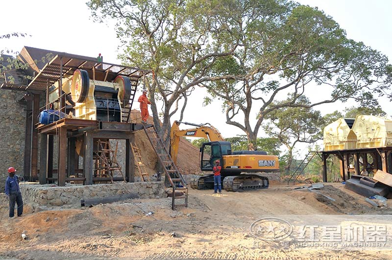 頁巖破碎、制砂海外生產現場搭建中